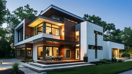 Fototapeta premium Modular homes exterior designs of modern architecture 