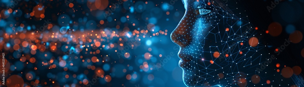 Poster magazine style illustration of a machine learning process featuring artificial intelligence, deep da