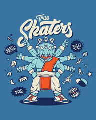 Indian skateboarder character illustration