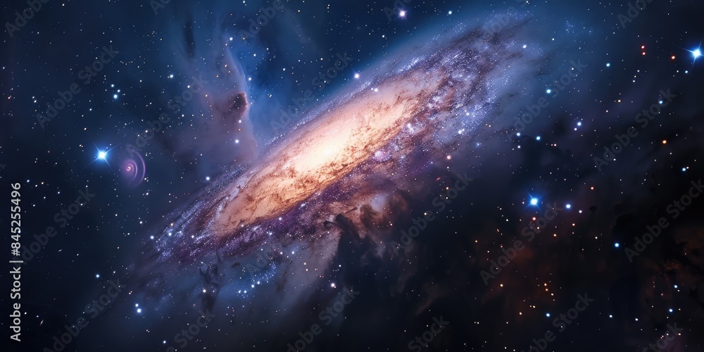 Wall mural astro photography with galaxy in space nebula