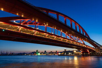 神戸大橋と神戸の夜景　神戸市中央区ポートアイランドの北公園にて
