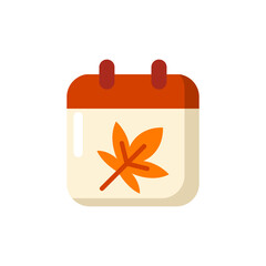 Autumn Season Calendar Flat Icon - Autumn Season Icon Vector Illustration Design