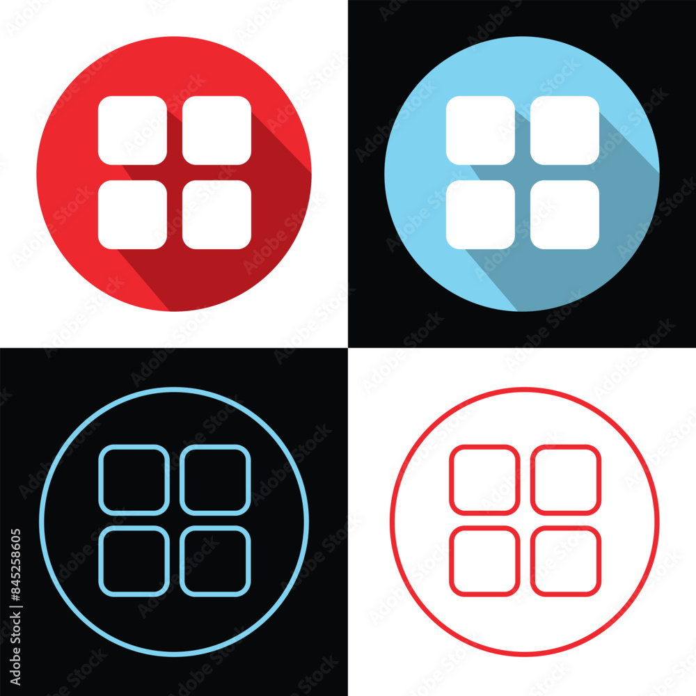 Poster menu buttons icons. flat, color, menu button icons, menu button set. vector icons. isolated on white