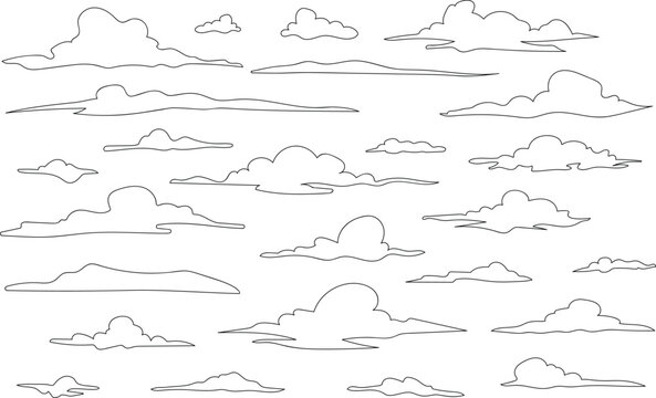 clouds vector outlines for architectural elevation background