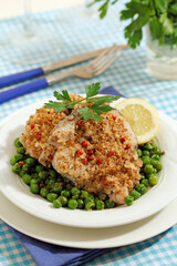 Hake with peas.