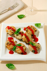 Rice balls with mushrooms. 