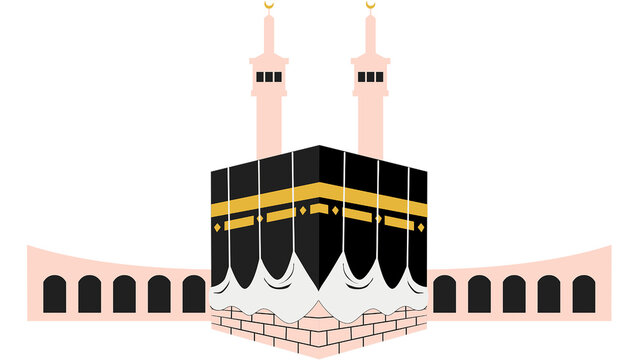illustration of mosque, illustration of Kabah