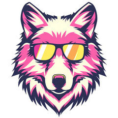 Obraz premium cute wolf wear sunglasses, suitable for mascot