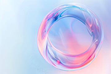 Fototapeta premium Circle shape in glass effect on pastel color background for product presentation.