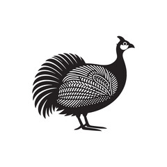 Guinea fowl Silhouette: Enhance Your Artwork with Exotic Bird Graphics- Guinea fowl Vector - Guinea fowl Illustration.