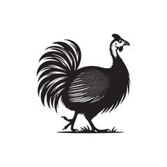 Guinea fowl Silhouette: Enhance Your Artwork with Exotic Bird Graphics- Guinea fowl Vector - Guinea fowl Illustration.