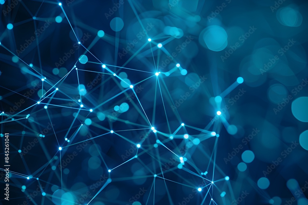Aufkleber abstract background with blue glowing lines and dots forming an intricate network, symbolizing the i