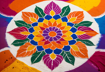 Naklejka premium colorful rangoli pattern on a wall