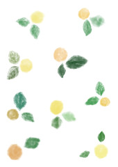 黄色の実と緑の葉の模様イラスト