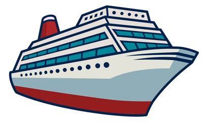 Cruise ship illustration sticker