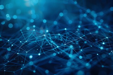 Abstract background with a blue digital network of connections, depicting data transfer and global connectivity
