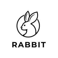 rabbit head logo design concept idea with circle
