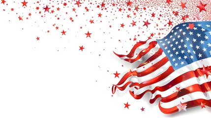 American flag with copy-space designed on a white, isolated background for the Memorial Day Sale Side Stars Header