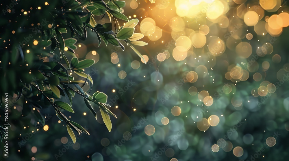 Poster soft natural green bokeh background - nature-inspired design with gentle light effects and blurred f