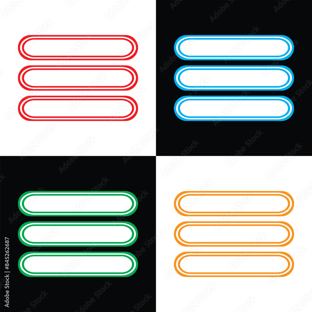 Poster menu buttons icons. flat, color, menu button icons, menu button set. vector icons. isolated on white