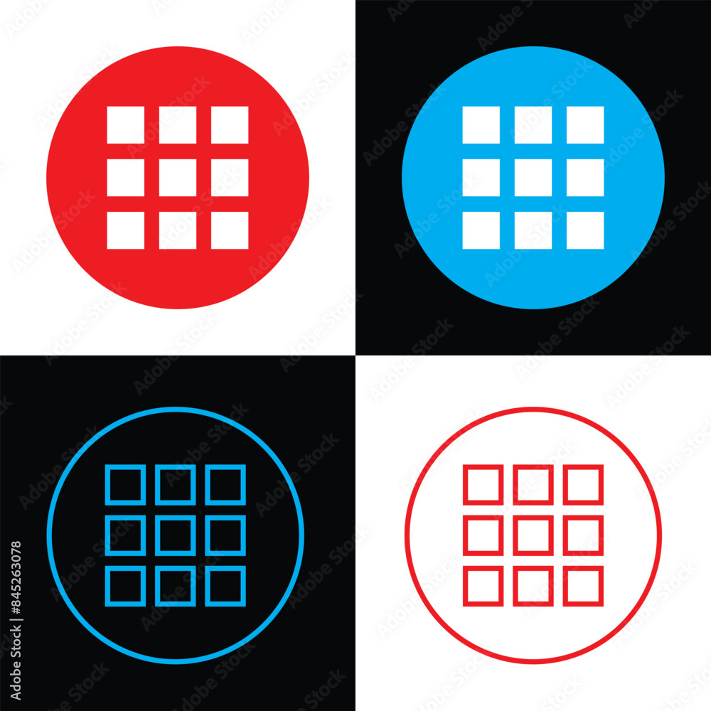 Poster menu buttons icons. flat, color, menu button icons, menu button set. vector icons. isolated on white