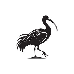 Ibis  Bird Silhouette: Vector Art Celebrating the Grace and Beauty of this Elegant Bird- Ibis Bird Vector - Ibis Bird Illustration.