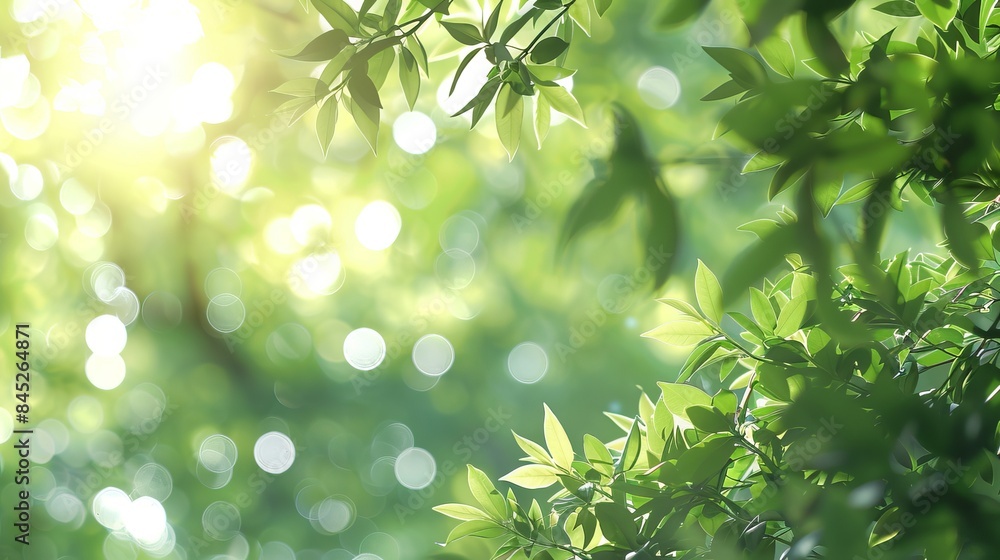 Poster soft natural green bokeh background - nature-inspired design with gentle light effects and blurred f