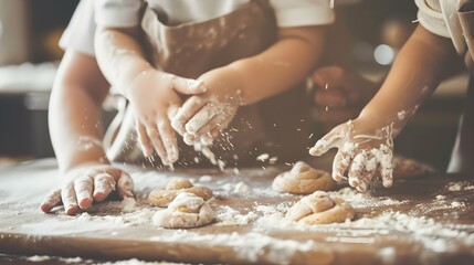 Love of hands and dough, teaching and learning baking, parent-child cookie making. Family, connection, and development via flour, baking, and quality time.