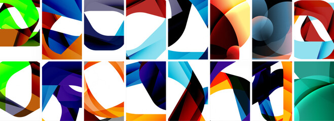 Collection of abstract background with waves, colorful shapes and 3d shadow effect. Vector Illustration For Wallpaper, Banner, Background, Card, Book Illustration, landing page