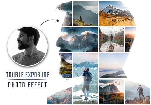 Photo Collage Double Exposure Effect Mockup