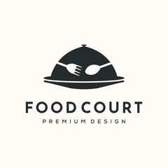 dish food vintage logo vector minimalist illustration design, presentation food symbol design