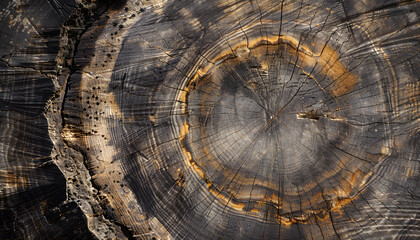 Fototapeta premium Cross section of the tree. The texture of the wood in the stump. Old board