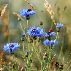 blue flowers on a meadow