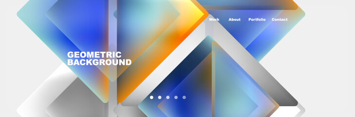 Colorful fluid gradient triangles and squares web site template. Vector Illustration For Wallpaper, Banner, Background, Card, Book Illustration, landing page