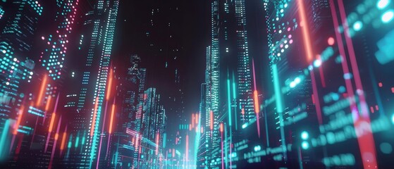 Obraz premium Stock market data visualization with detailed analysis graphs and holographic financial charts