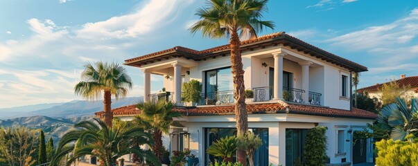 Fototapeta premium Real estate signage mockup on a property exterior, perfect for showcasing property listings. Hyperrealistic 4K photo.