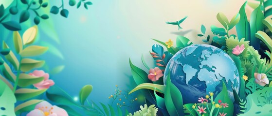 World environment and earth day concept with globe, nature and eco friendly environment