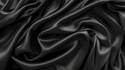 Obraz premium Black luxury fabric background with copy space. 