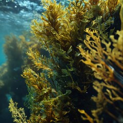 Fresh Green Seaweed Underwater. Generative Ai. Ai