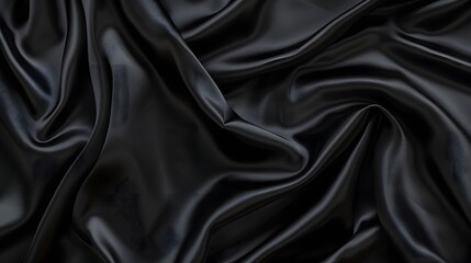Fototapeta premium Black luxury fabric background with copy space. 