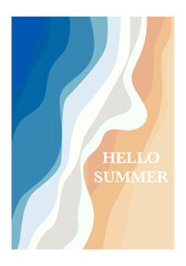 Naklejka premium Vector illustration. Vacation and summer sale concept. The picture shows the sea and waves. Perfect for a summer sale post or banner.