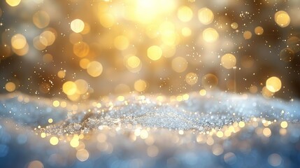 Warm Christmas Golden Lights with Bright Glow Bokeh Background for Festive Holiday Celebrations and Seasonal Designs