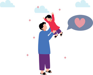 A boy is enjoying with a kid.