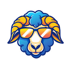 Fototapeta premium cute sheep wear sunglasses, flat illustration