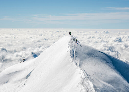Italy, Gressoney, Alps, Castor, group of mountaineers