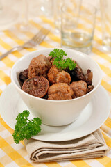 Meatballs with forest mushrooms.