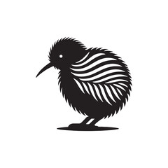 Sweet Kiwi Bird Silhouette Vector: Add a Touch of Nature's Wonder to Your Graphic Designs - Kiwi bird Illustration - Kiwi Bird Vector- Bird Vector.