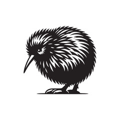 Sweet Kiwi Bird Silhouette Vector: Add a Touch of Nature's Wonder to Your Graphic Designs - Kiwi bird Illustration - Kiwi Bird Vector- Bird Vector.