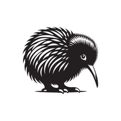 Sweet Kiwi Bird Silhouette Vector: Add a Touch of Nature's Wonder to Your Graphic Designs - Kiwi bird Illustration - Kiwi Bird Vector- Bird Vector.
