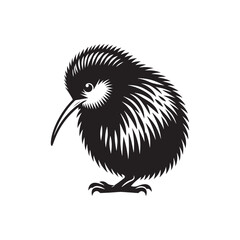 Sweet Kiwi Bird Silhouette Vector: Add a Touch of Nature's Wonder to Your Graphic Designs - Kiwi bird Illustration - Kiwi Bird Vector- Bird Vector.